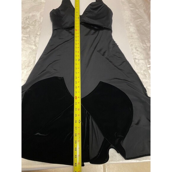 Vtg y2k Blondie Nites sz 11 Small soft flowy velour black pink midi halter dress - Picture 8 of 12